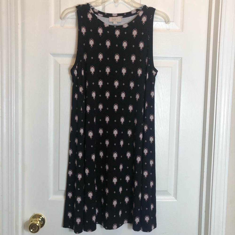 Loft Outlet Sleeveless Black Printed Dress  Size M